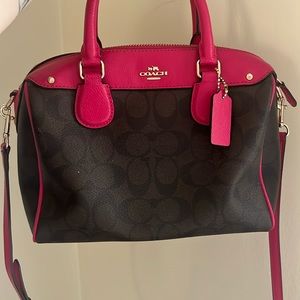 Real Leather Coach Bag brown and pink